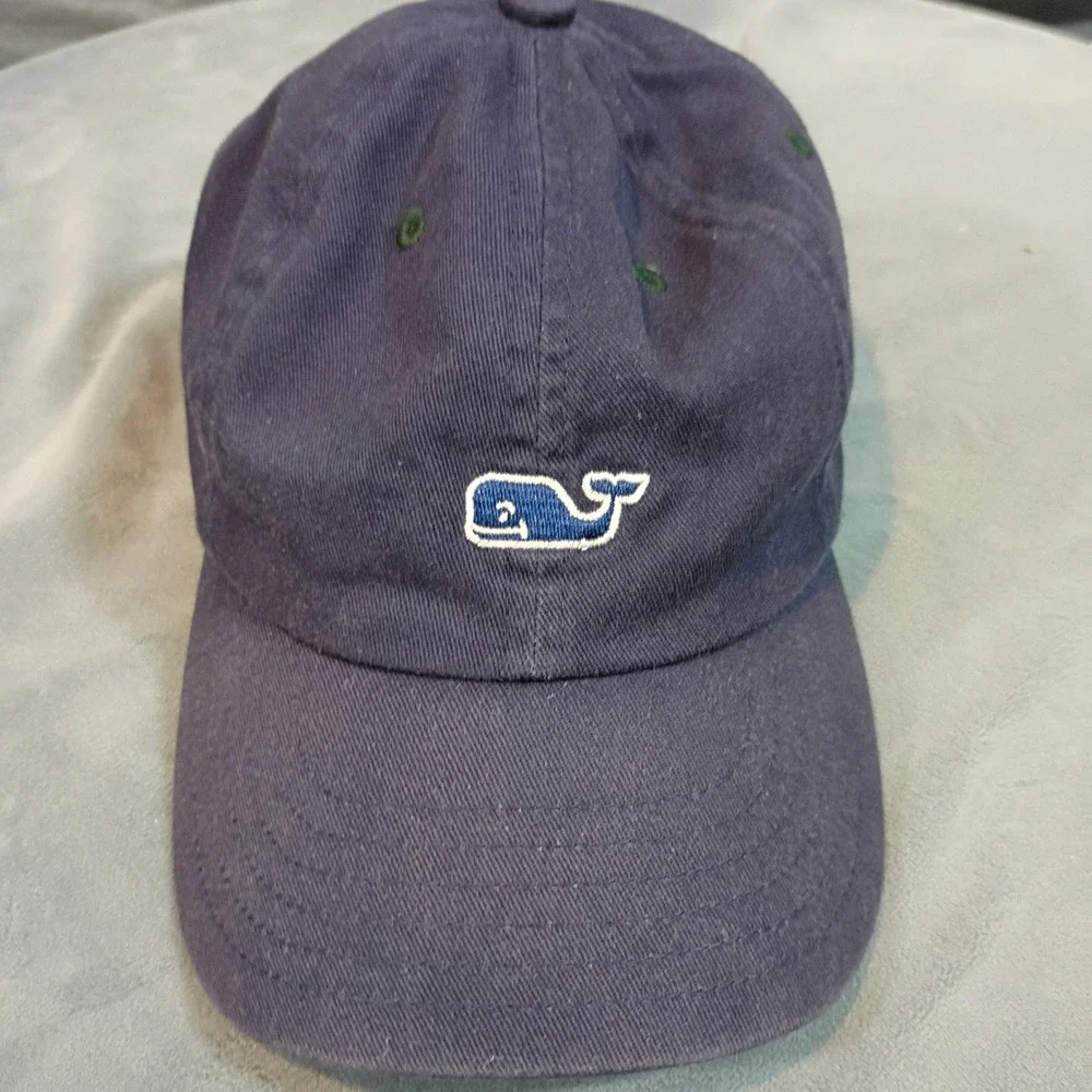 Vineyard Vines Mens Navy Blue Whale Logo Adjustable Baseball Hat Dad Cap